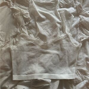 Urban Outfitters White Lace Trim Ribbed Tank